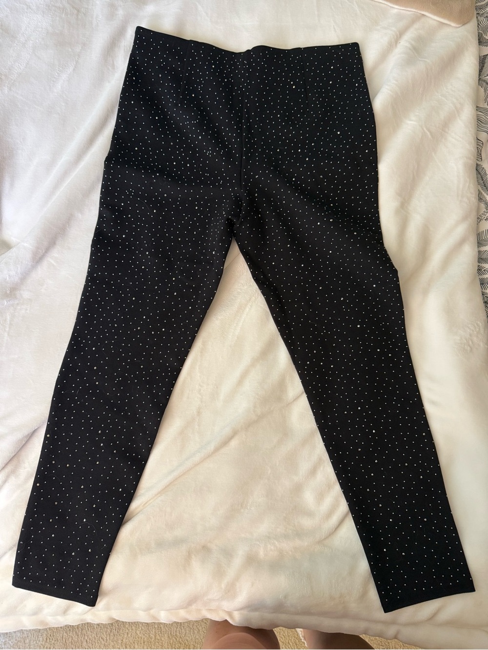 Zara Black Leggings with Small White Polka Dots